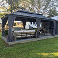 PURPLE LEAF Patio Gazebo 12' X 20' Built-in Drainage System, Gray