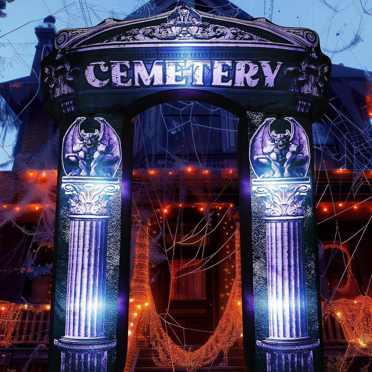 Leyndo 8 ft Halloween Inflatable Arch Decoration, Classical Cemetery
