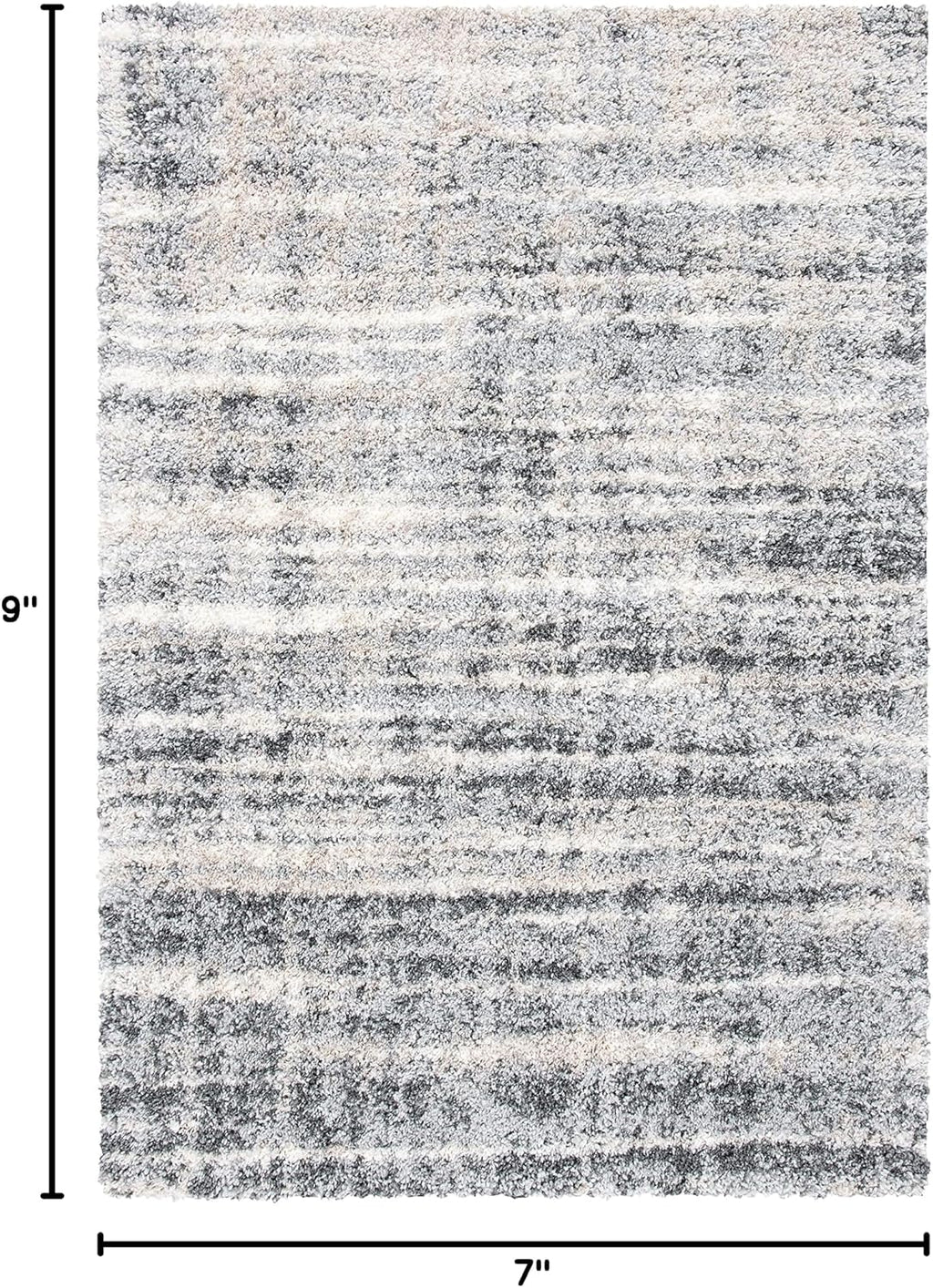 SAFAVIEH Fontana Shag Collection Area Rug - 6'7" x 9', Grey & Ivory, Modern Design, Non-Shedding & Easy Care, 2-inch Thick Ideal for High Traffic Areas in Living Room, Bedroom (FNT856G)