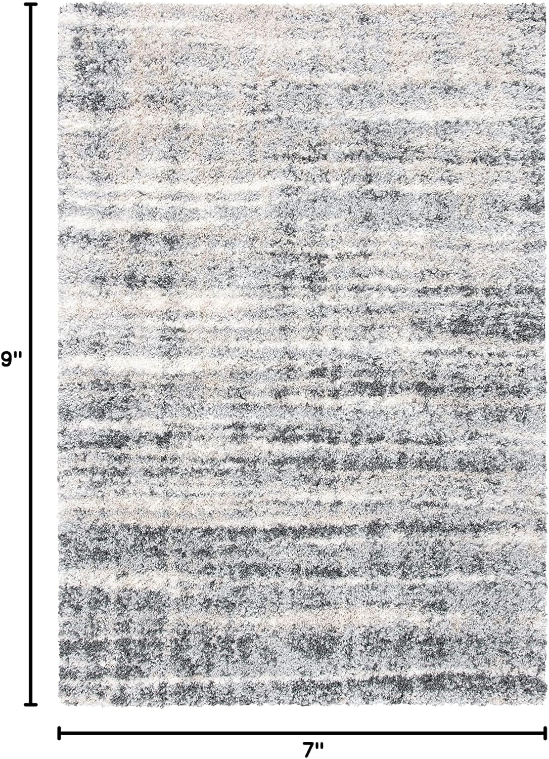SAFAVIEH Fontana Shag Collection Area Rug - 6'7" x 9', Grey & Ivory, Modern Design, Non-Shedding & Easy Care, 2-inch Thick Ideal for High Traffic Areas in Living Room, Bedroom (FNT856G)