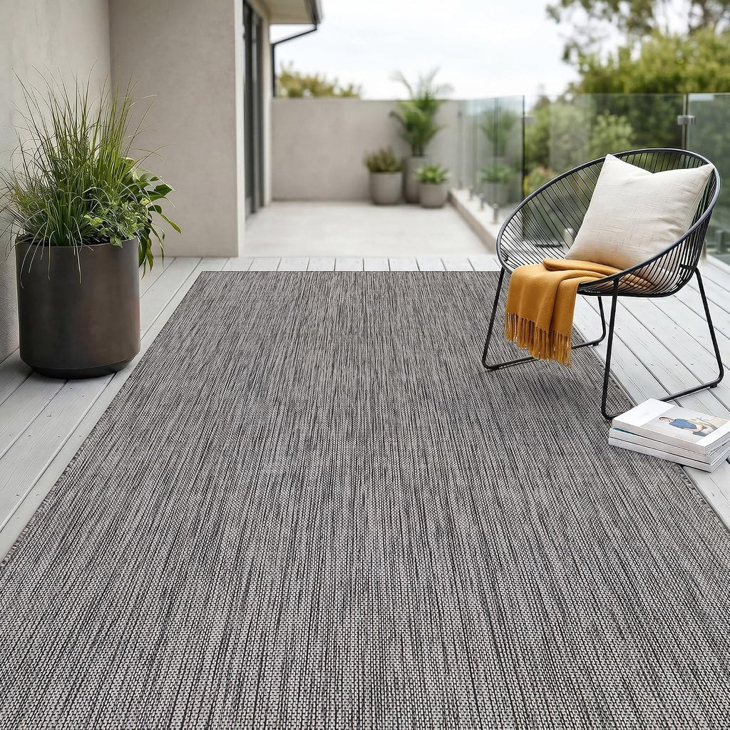 Outdoor Rug 8x10 Gray Washable Outside Rugs for Patios Porches Solid Modern Waterproof Durable Non-Shedding, Easy-to Clean Deck Balcony Indoor Outdoor Carpet (8 x 10 Gray)