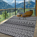 Garvee Outdoor Rug 9x18 Reversible Waterproof Rug for Patio Black/White