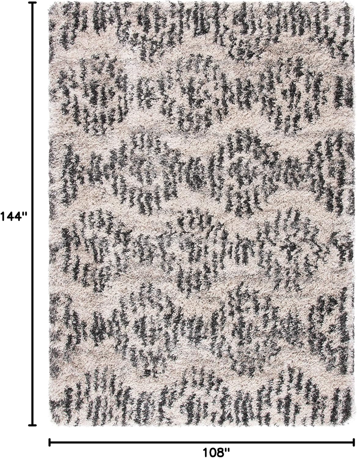 SAFAVIEH Iceland Shag Collection Area Rug - 9' x 12', Cream & Grey, Modern Design, Non-Shedding & Easy Care, 2.6-inch Thick Ideal for High Traffic Areas in Living Room, Bedroom (ISG518A)