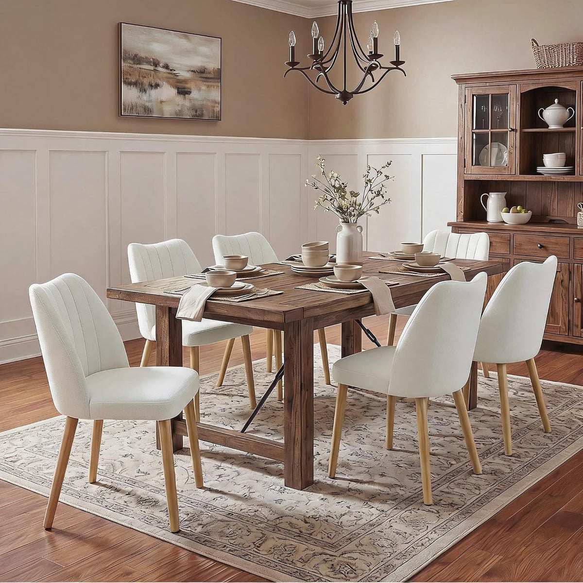 Garvee Wooden Dining Chairs Set of 6, Dining Room Chairs with Wood Legs