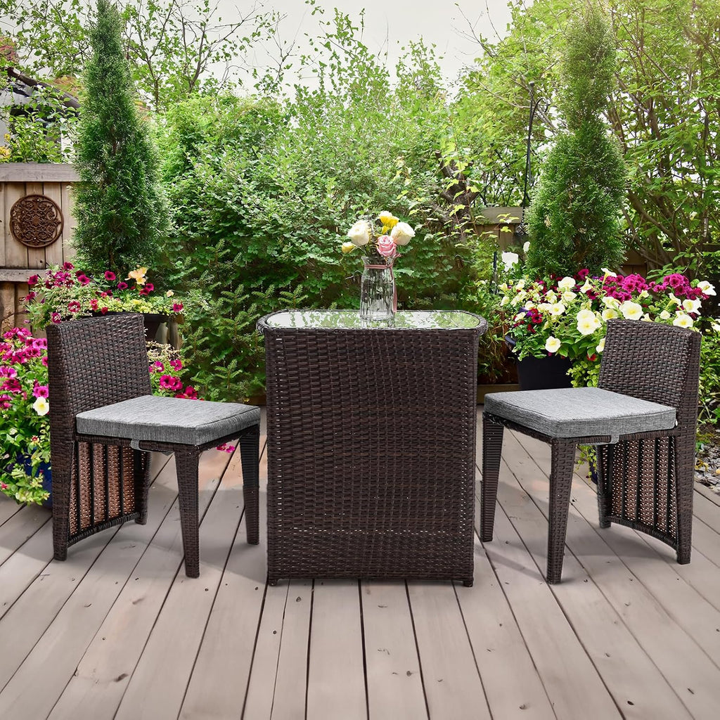 bonnlo 3 pcs wicker outdoor patio bistro set, package contents