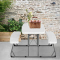 Peakform 37.8 Inch Rectangular Folding Picnic Table, Multipurpose Indoor Outdoor Durable Furniture with Double Bench Seating, White/Black
