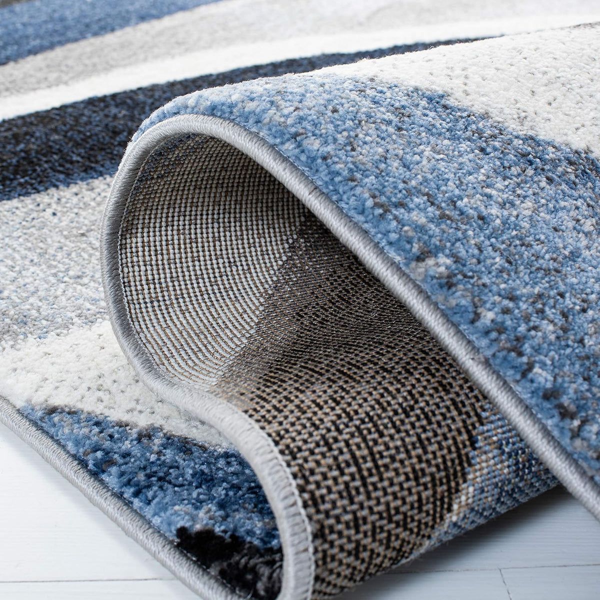 SAFAVIEH Hollywood Collection Area Rug - 9' x 12', Grey & Blue, Mid-Century Modern Design, Non-Shedding & Easy Care, Ideal for High Traffic Areas in Living Room, Bedroom (HLW766F)