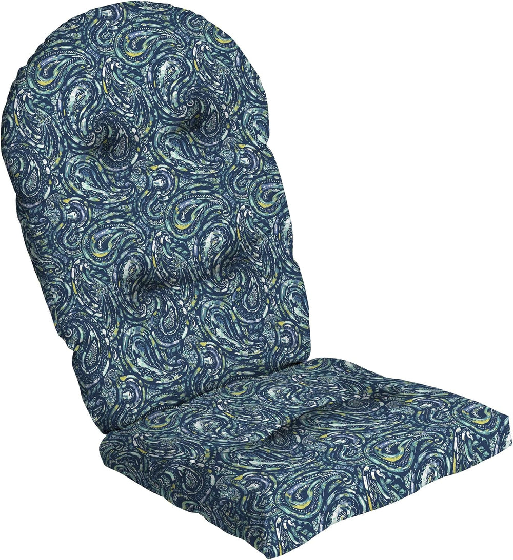 Arden Outdoor Tufted Adirondack Chair Cushion, 21.5x48, Blue Paisley