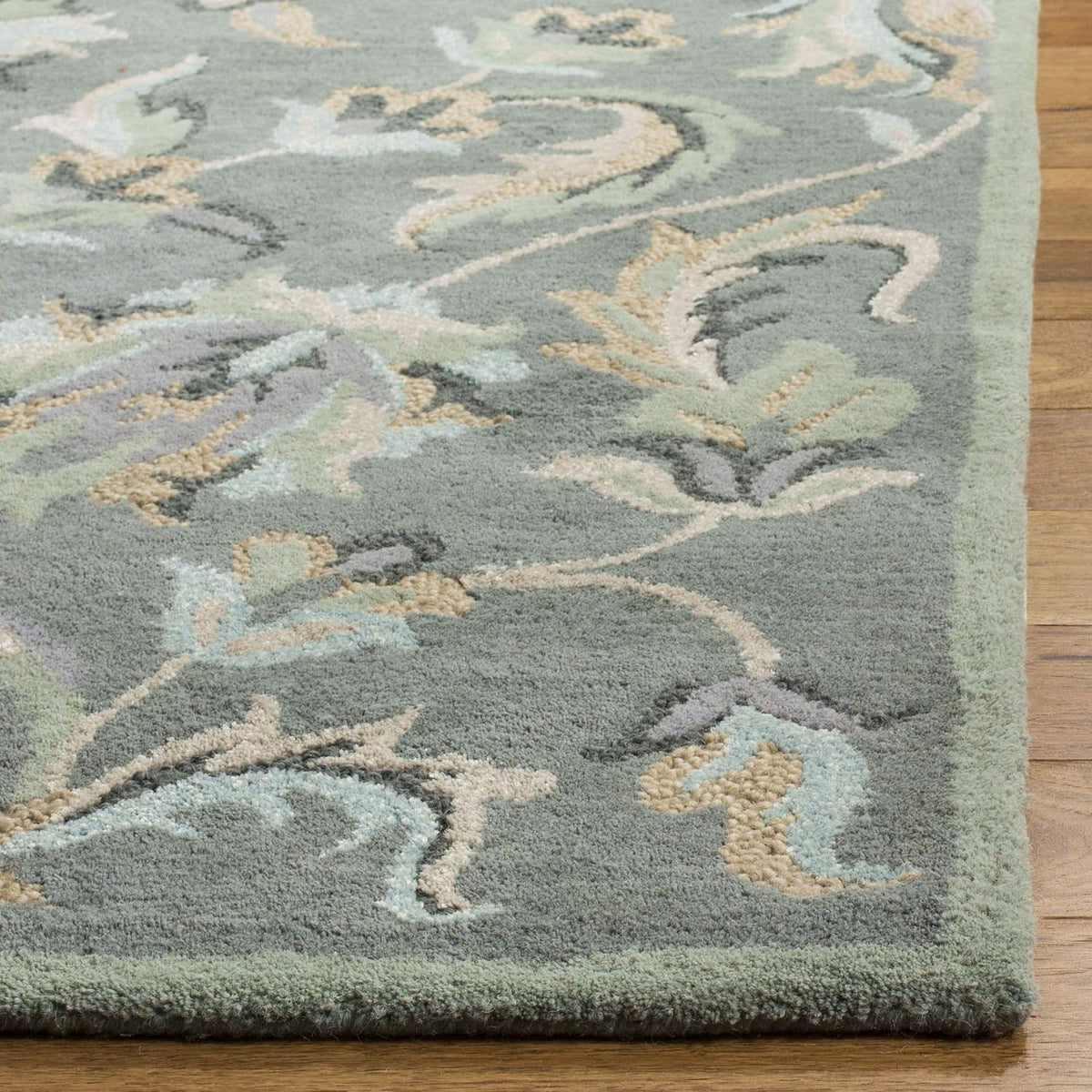 SAFAVIEH Jardin Collection Area Rug - 10' x 14', Grey & Multi, Floral Design, Handmade Wool, Ideal for the Living Room, Bedroom, Dining Room (JAR461A-10)