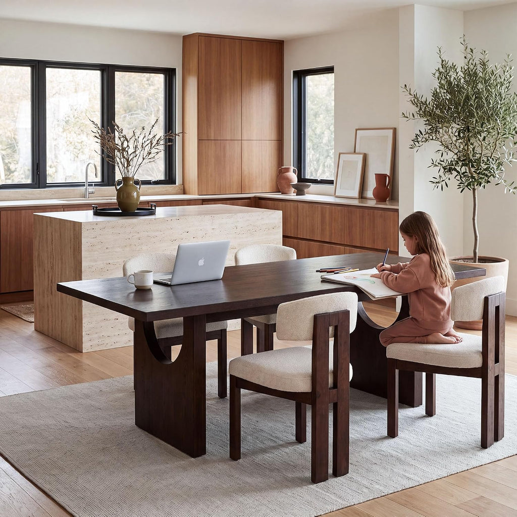 COLAMY ALVORA 72 Inch Dining Table, Rectangular Wood Dining Room Table for 6-8 People, Modern Farmhouse Kitchen Table, Natural Oak Veneer, Stable Heavy Duty Frame,Walnut