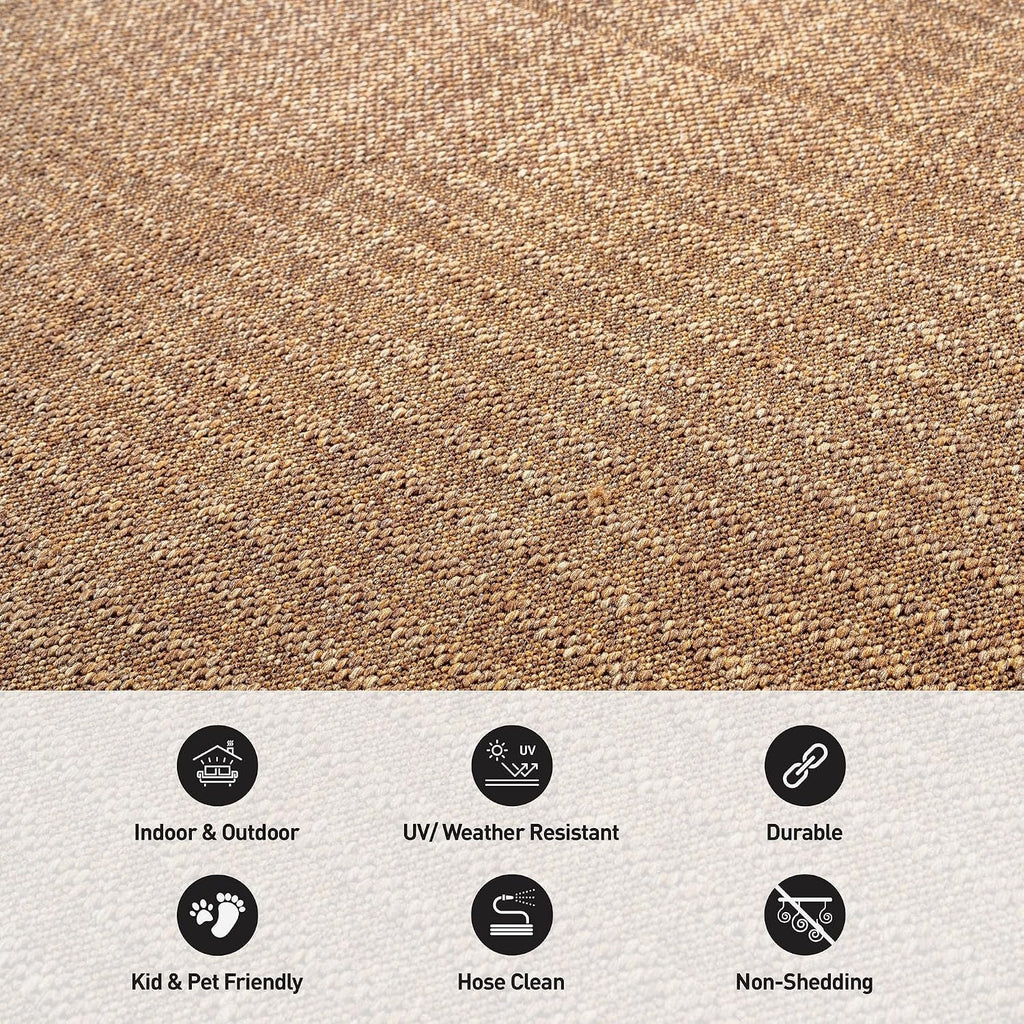 Rugshop Modern Geometric Area Rug Easy-Care Flat Woven Natural/Jute 5' x 7'