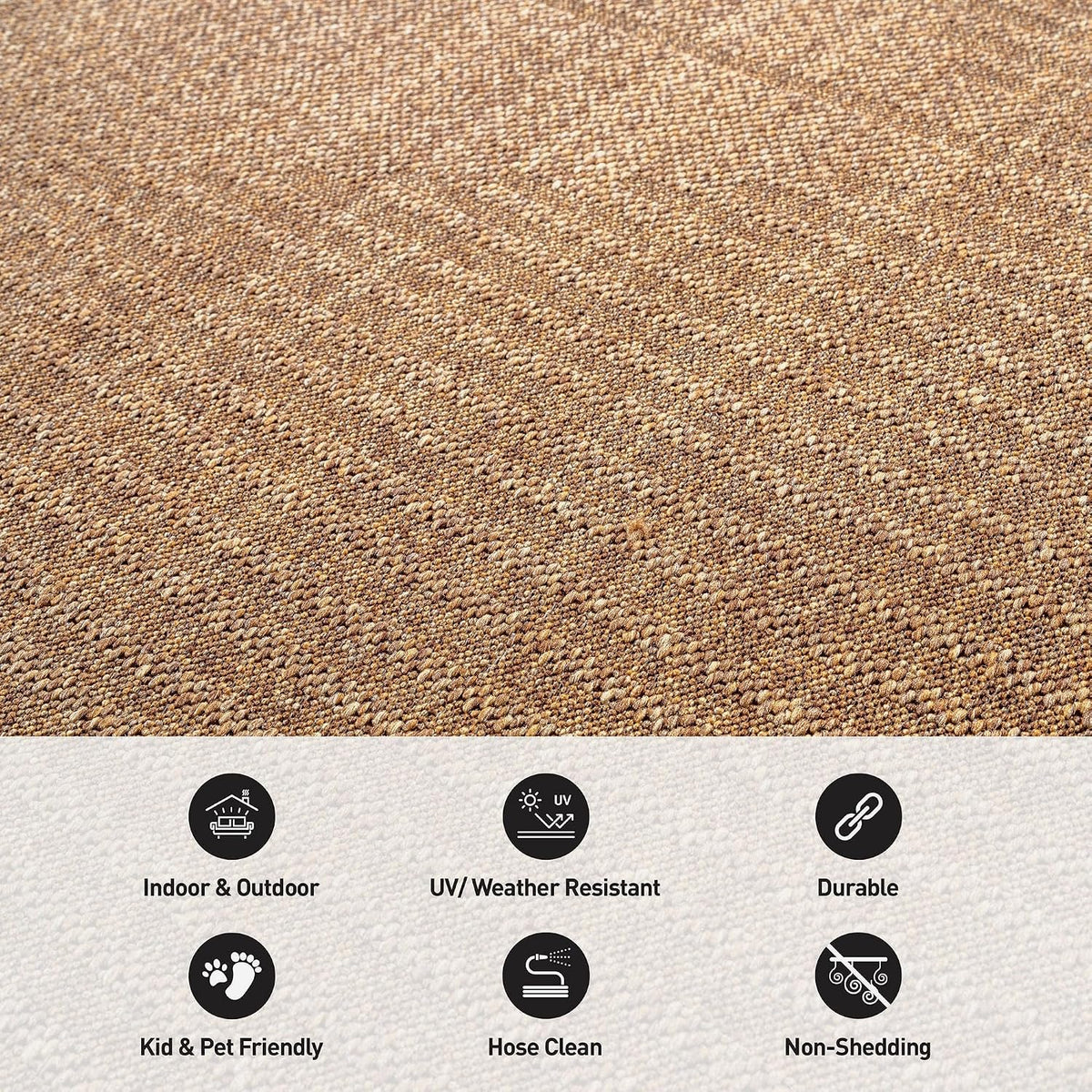 Rugshop Modern Geometric Area Rug Easy-Care Flat Woven Natural/Jute 5' x 7'
