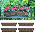LaLaGreen Window Planter Boxes Outdoor (24 Inch, 4 Pack) Large Fence Hanging Planters Outdoor Plants, Metal Deck Railing Flower Box with Coco Liner, Modern Horse Troughs Balcony Pots Patio Porch Rail