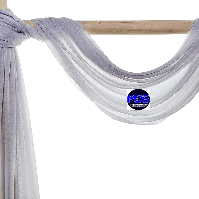 MDS Halloween Chiffon Draping Fabric - 2 Panel, 30" Wide x 40ft Long - Sheer Spooky Arbor & Canopy Drapery for Haunted House Backdrops, Party Ceilings, DIY Costumes & Themed Events - Cool Gray (Pack of 2)