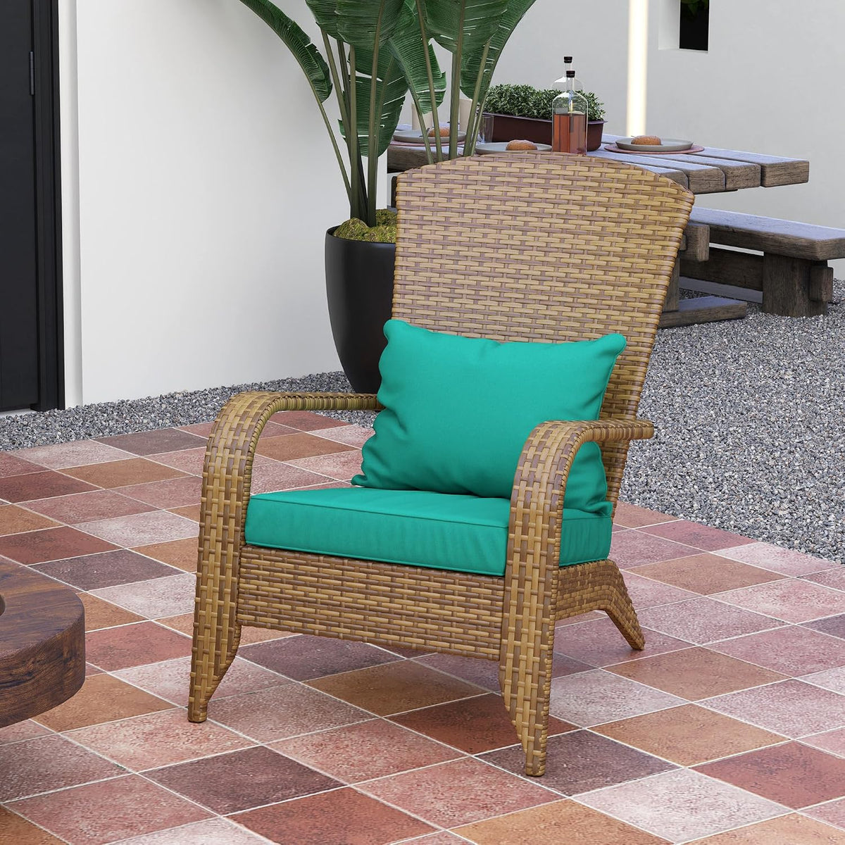 Outsunny Patio Wicker Adirondack Chair Outdoor Sky Blue