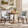 Upholstered Dining Chairs Set of 2, Modern Fabric Dining Chairs with Curved Backrest & Solid Rubber Wood Legs, Padded Kitchen Dining Room Chairs for Restaurant Cafe, Light Grey