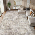 cotiled 8x10 Area Rug for Living Room, Abstract Washable Carpet, Brown Grey