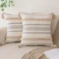 BUIOVBEY Boho Throw Pillow Covers Woven Tufted Pillow Cases with Tassels
