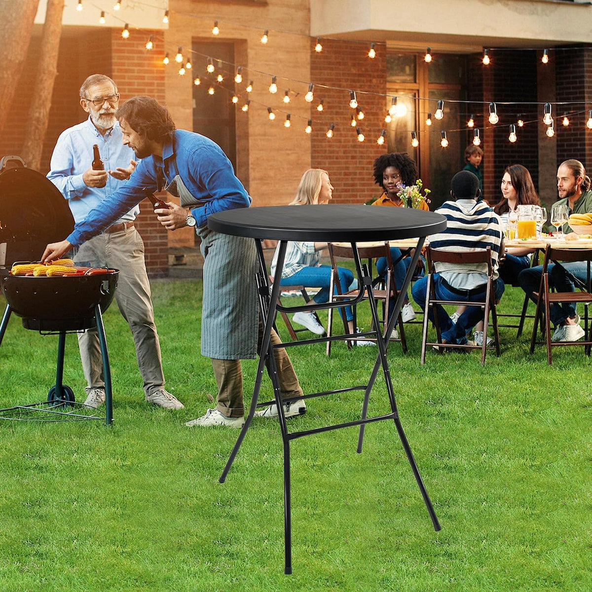 Cocktail Table, D32in x H43.3in Folding Round Cocktail Table High Top