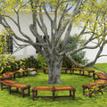 Outsunny Wooden Garden Bench Semicircular Round Outdoor Tree Bench Brown