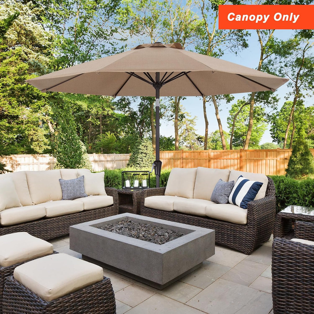 MASTERCANOPY 5-Year-Non-Fading Olefin 9FT Patio Umbrella Replacement Canopy-Orange Canopy Only