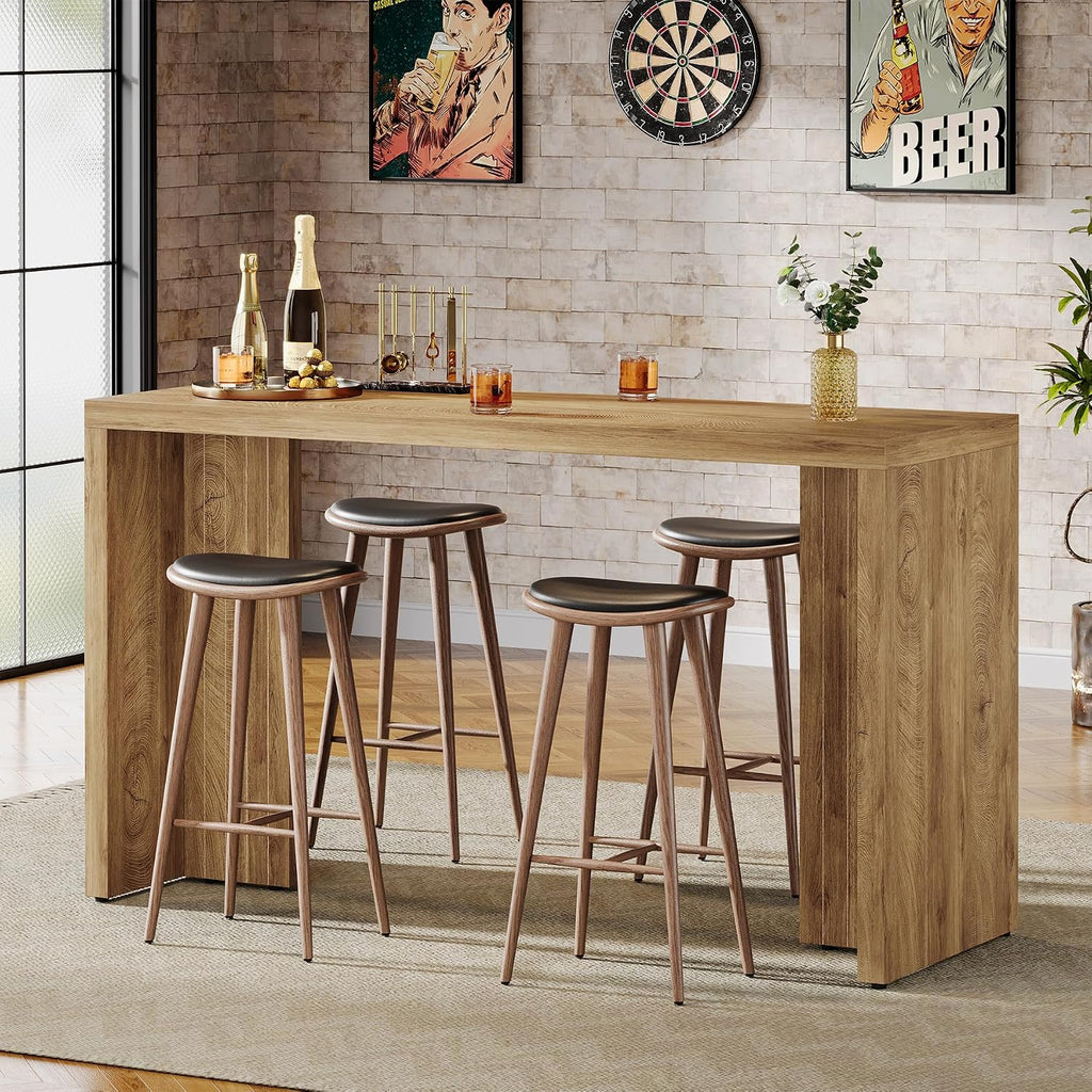 tribesigns 55.12-inch long bar table, farmhouse counter height, close-up detail
