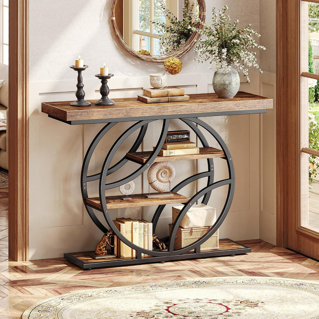 Huuger 41.3 Inch Entryway Table with Artistic Curved Metal Frame,Sofa Table