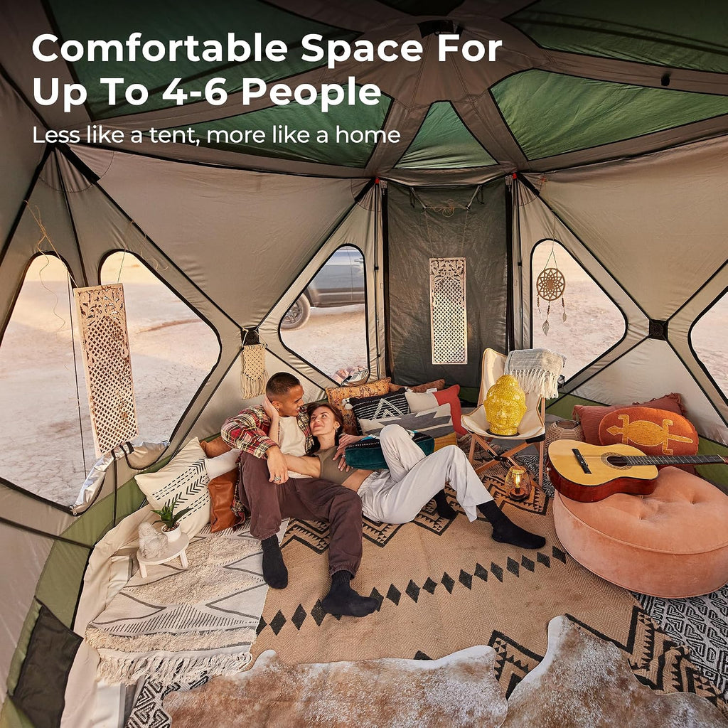 Space Acacia Lite Camping Tent, Pop Up Tents for Camping, Lightweight & Durable Beach Tent, Level 7 Wind Resistance, UPF 50+ | Quick Setup for Camping & Backyard, Banyan