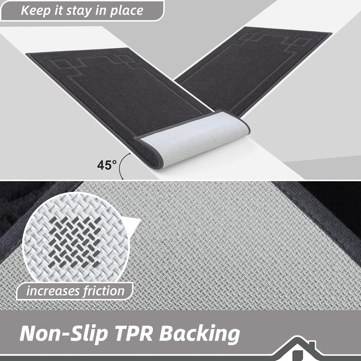 BEQHAUSE Door Mat 32" x 48", Non-Slip Door Mats Indoor Washable, Dark Grey