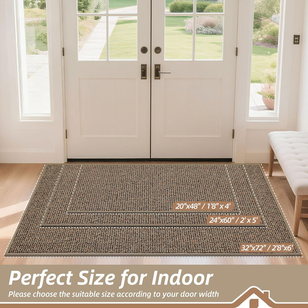 BEQHAUSE Dirt Trapper Door Mat 32" x 72", Non-Slip Washable Doormats, Beige