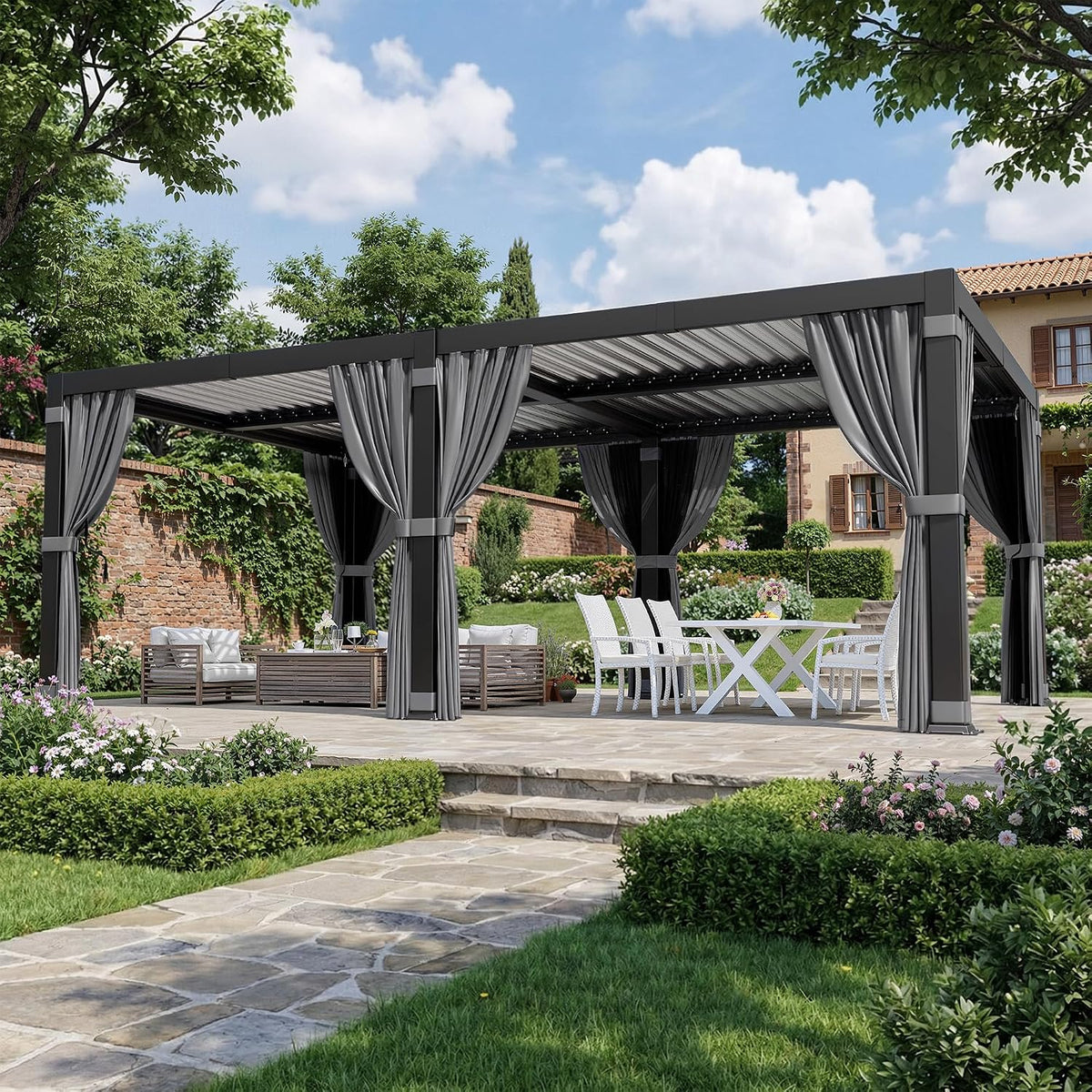 12'x20' Louvered Pergola with Aluminum Frame