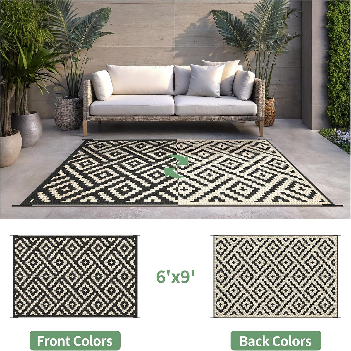 sarben outdoor rug, waterproof plastic rugs for patio, close-up detail