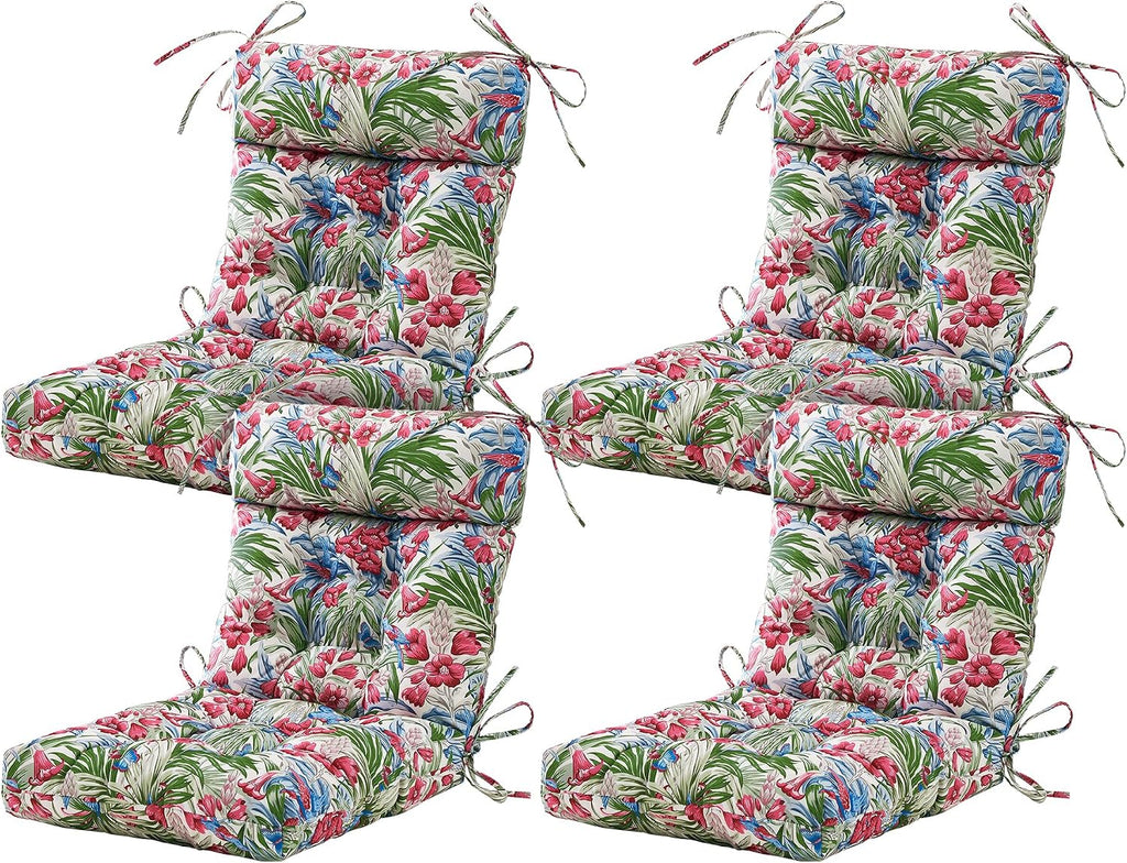 ARTPLAN 44x21 Outdoor High Back Adirondack Patio Cushion 4 Pack,Floral