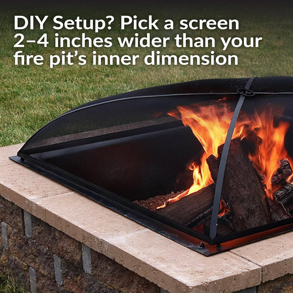 Sunnydaze Heavy Duty Square Fire Pit Screen Cover, Assembly-Free, 24"