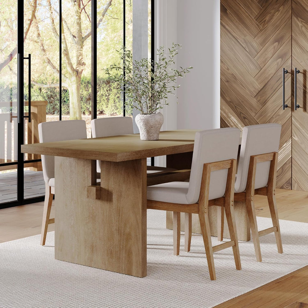 Nathan James Briggs Modern Dining Table for 6, Small Rectangle Dining Table, Solid Wood in Light Brown Finish