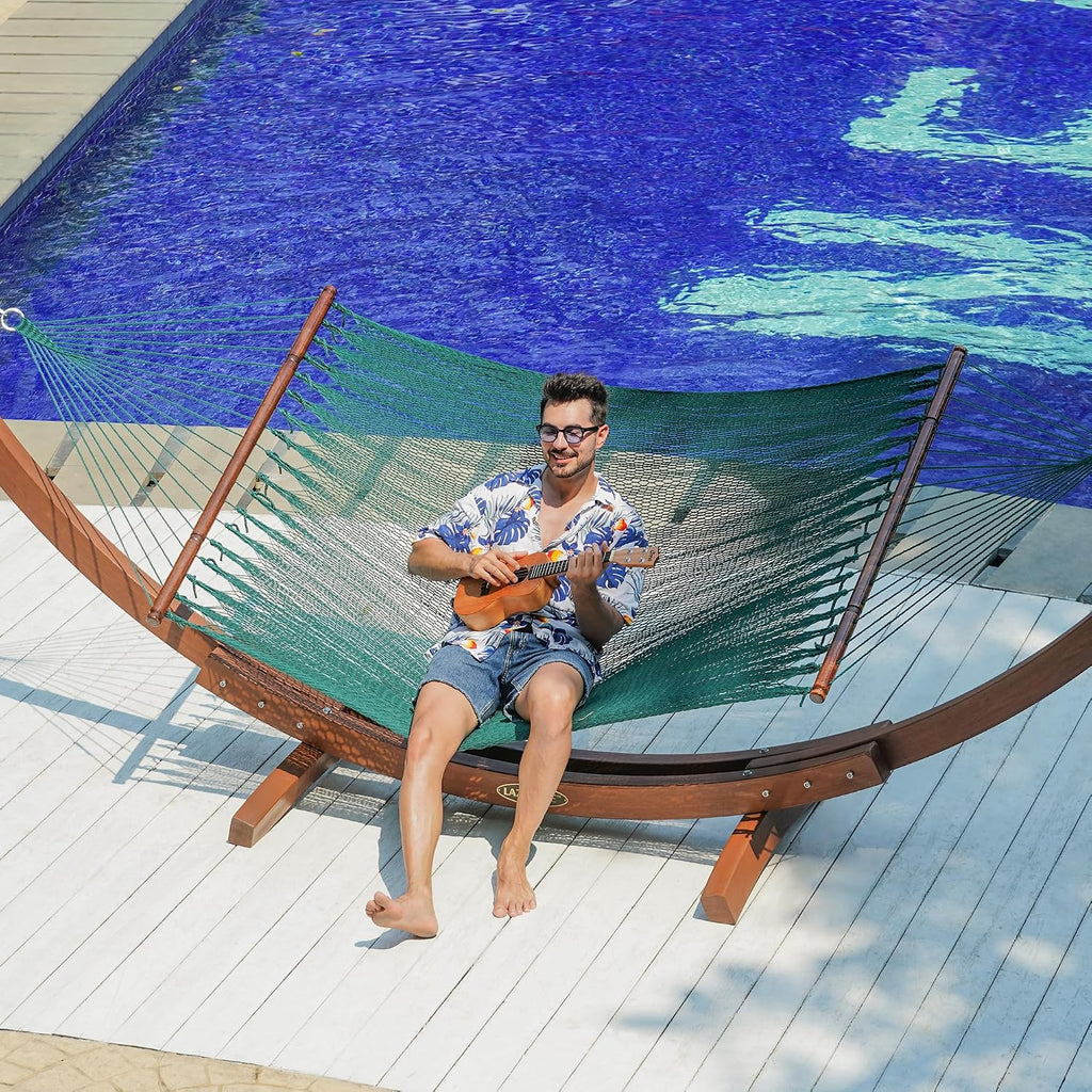 Lazy Daze 2 Person Caribbean Rope Hammock, Handwoven Double Hammock