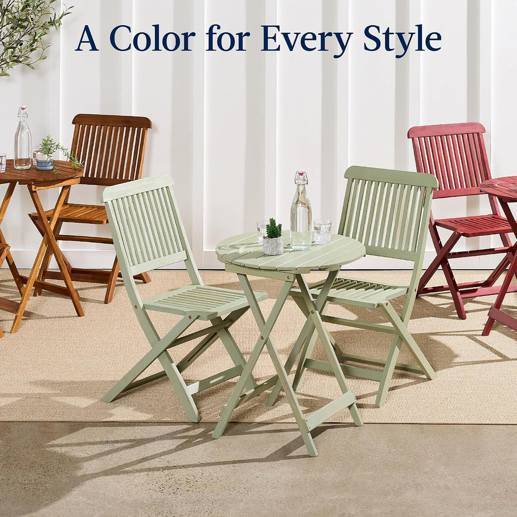 Best Choice Products 3-Piece Acacia Wood Bistro Set, Folding Patio Furniture for Backyard, Balcony, Deck w/ 2 Chairs, Round Coffee Table, Teak Finish - Mint