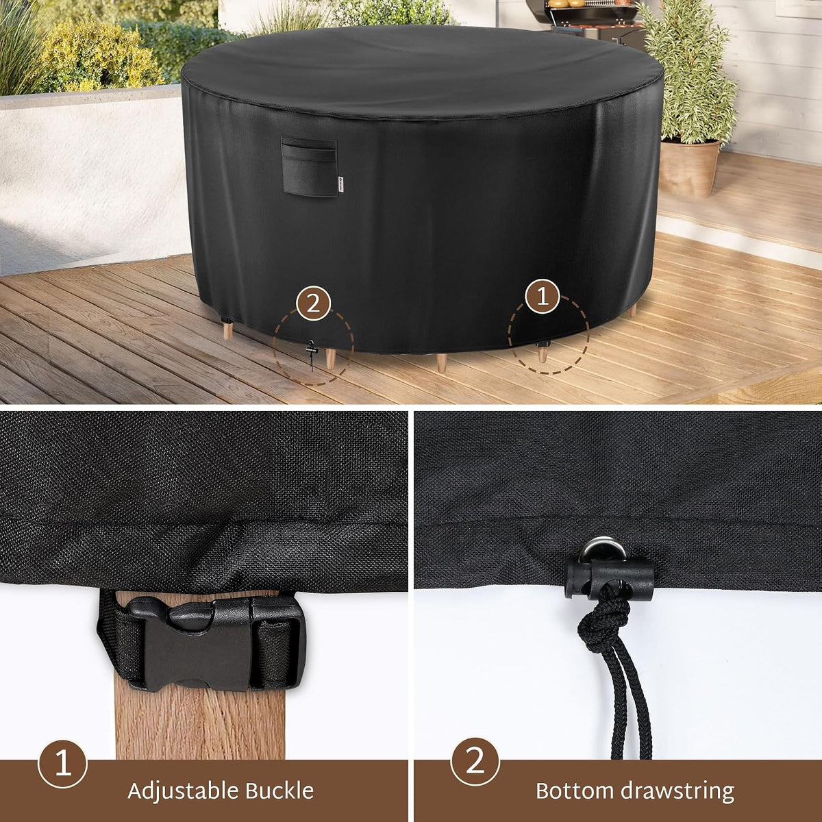 iBirdie Outdoor Round Table Cover 70 x 28 inch, 6 ft, Waterproof, 600D
