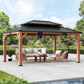 Modern Shade Wood Gazebo 12x16 with Double Galvanized Steel Roof