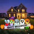 Joiedomi 8 FT Long Inflatable Halloween Decor Outdoor, Halloween Blow Up Decorations Inflatable Pumpkin Ghost Vampire Witch Tombstone with LEDs for Yard Decorations