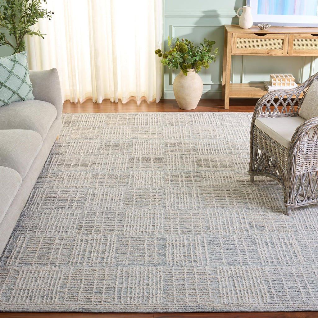 SAFAVIEH Area Rug 8x10 - Abstract Collection - Large - Grey & Ivory, Handmade Wool, Ideal for Living Room, Bedroom, Office, Dining Space (ABT275F)