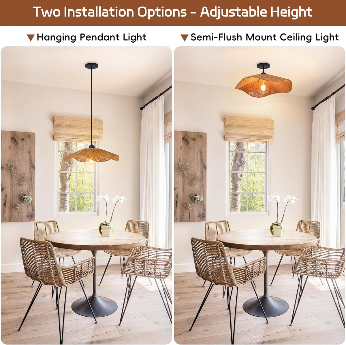15.7" rattan pendant light for kitchen island, small, package contents