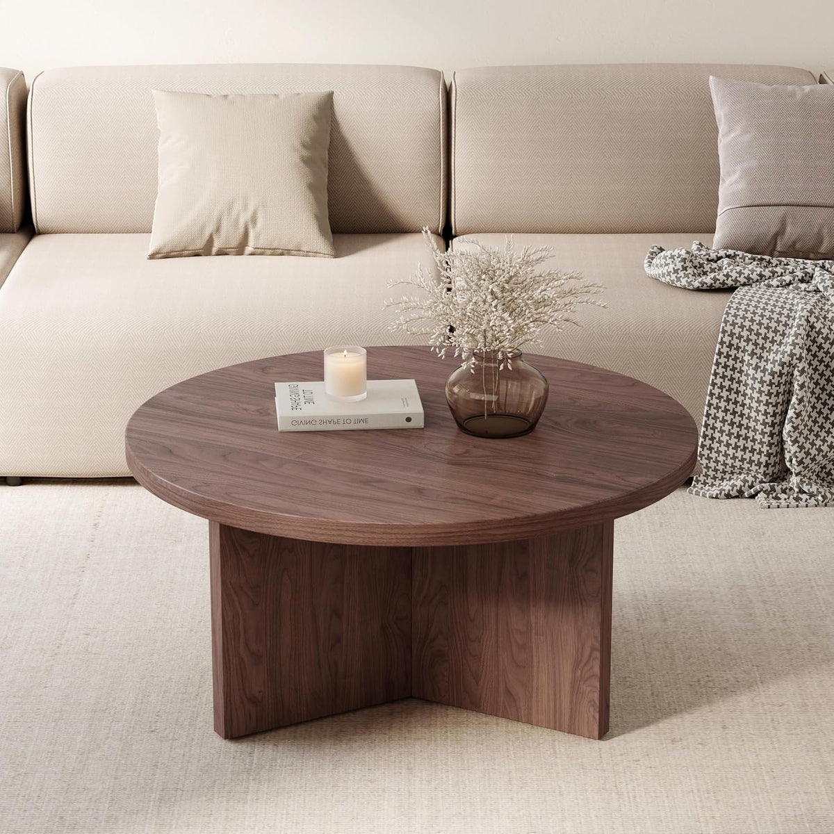 Round Coffee Table, 31.5" Mid Century Modern Center Tables for Living Room