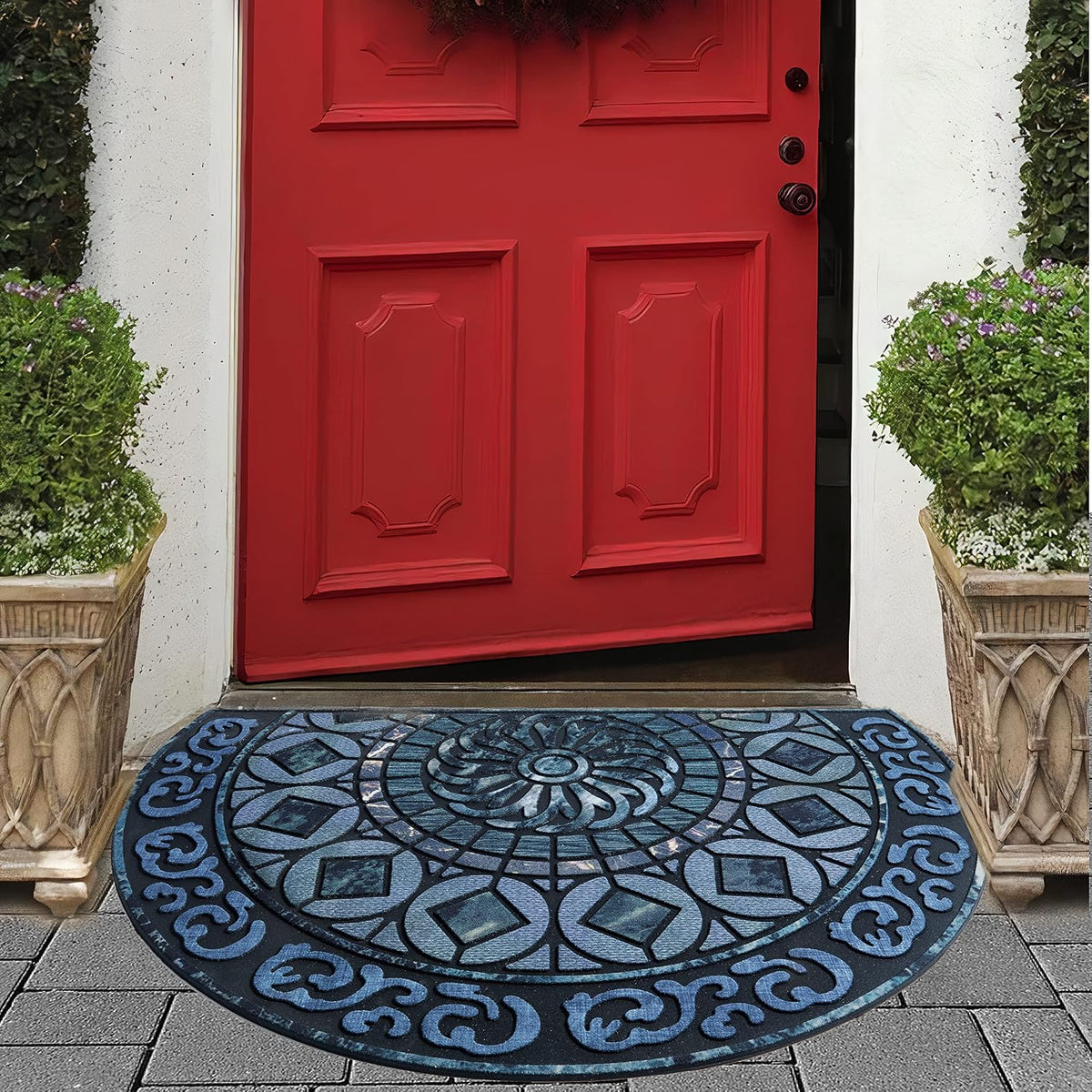 ubdyo Warm & Stylish Front Door Mat - Doormat Entrance - Blue, 23" x 36"