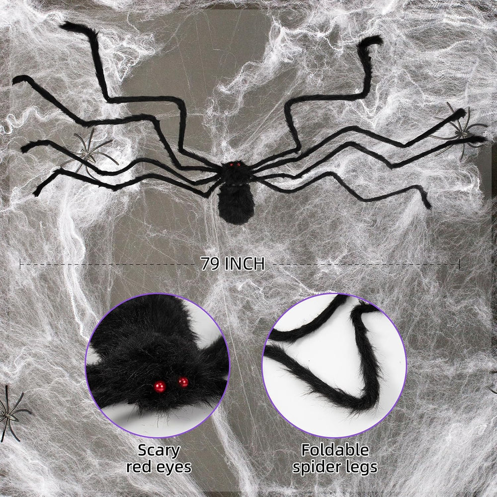 Spider Webs Halloween Decorations Outdoor Lights, 250 LED 16.4ft Halloween Sp...