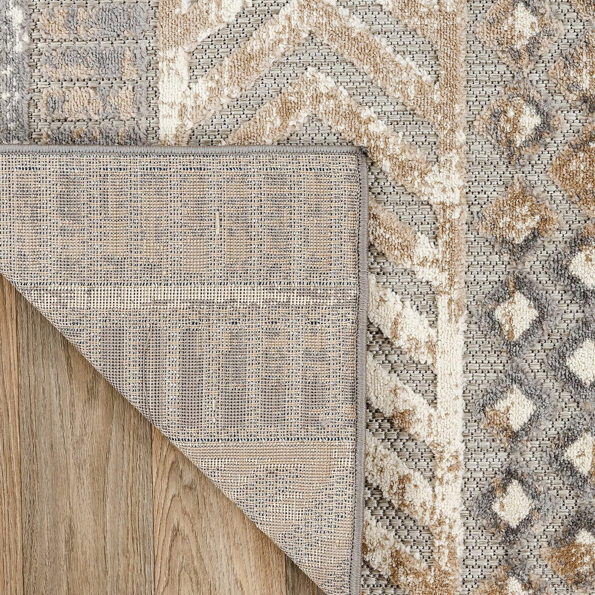 Rugshop Tribal Stripe Indoor/Outdoor Distressed Deck Area Rug Beige 4' x 6'