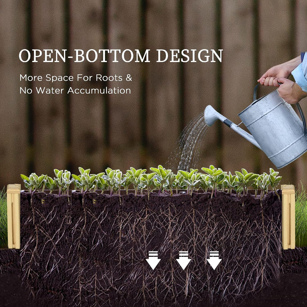 Outsunny Raised Garden Bed Trellis, 2 Compartments, 43 Inch, Natural Tone