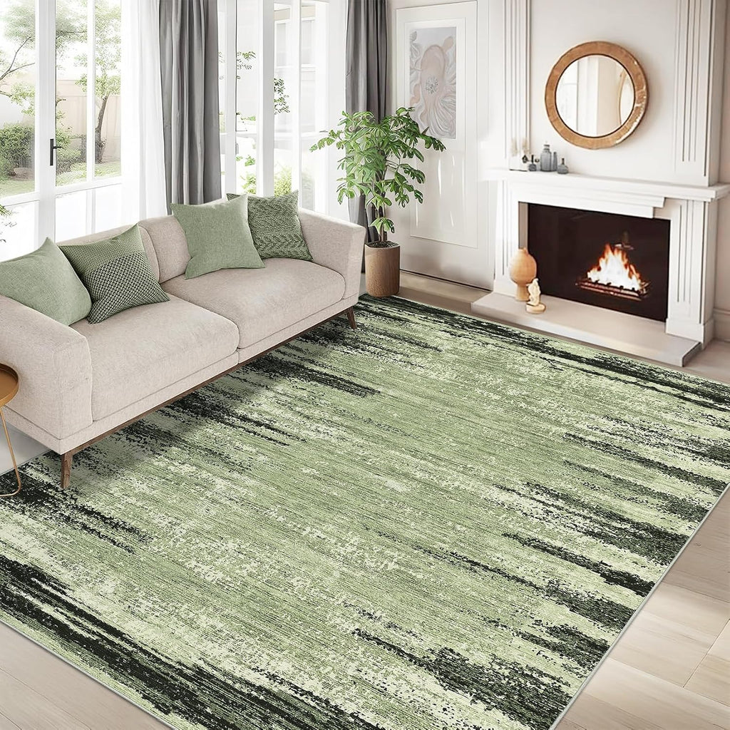 Garvee 8x10 Rugs for Living Room Modern Abstract Striped Rug, Green