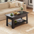 WLIVE Lift Top Coffee Table for Living Room/Dining/Office, Retro Black