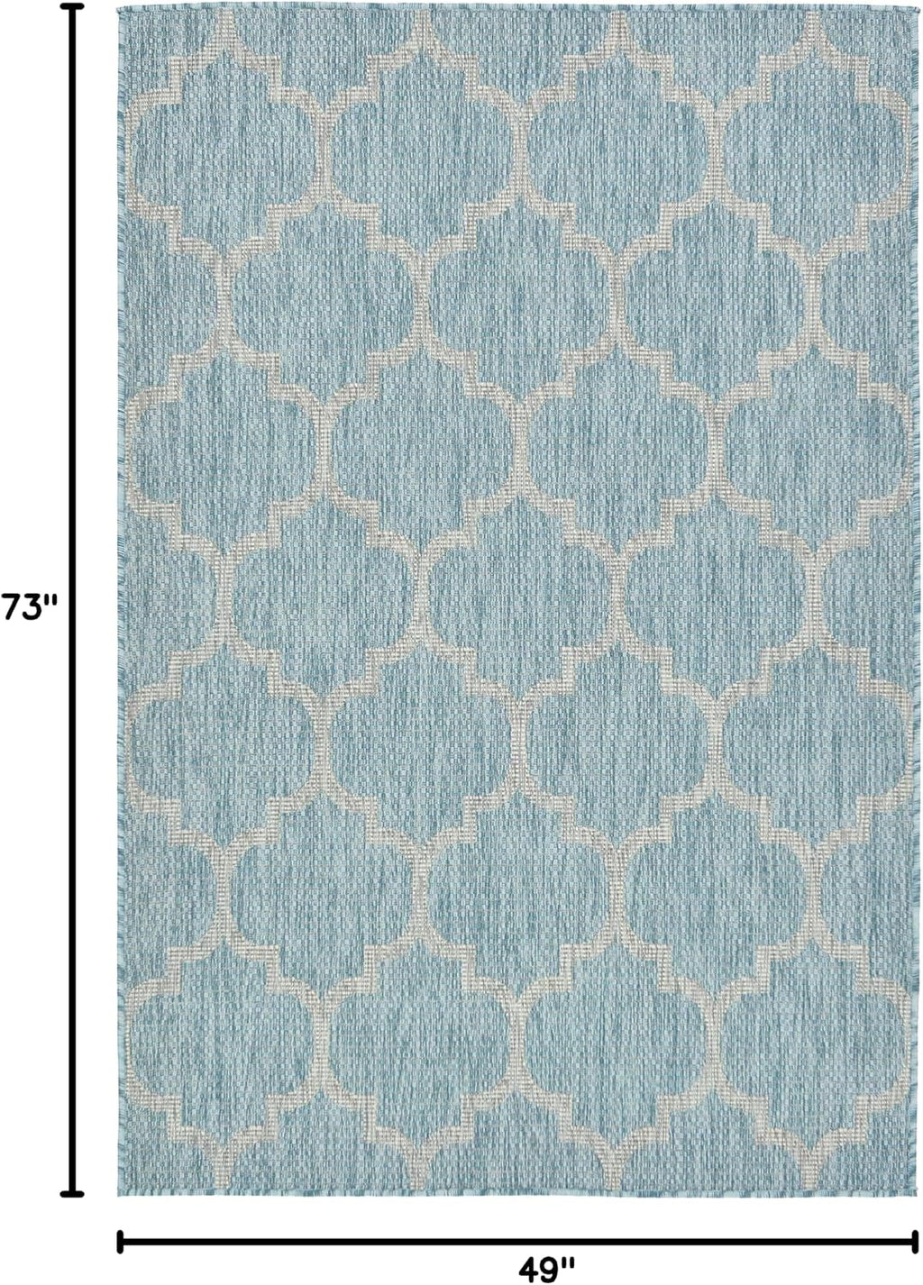 Unique Loom Outdoor Trellis Collection Area Rug (4' 1" x 6' 1" Rectangle, Aquamarine/ Gray)